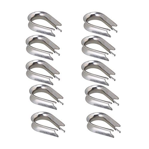 CNBTR Silver M5 304 Stainless Steel Wire Rope Cable Thimble Winch Wire Loop Pack of 10