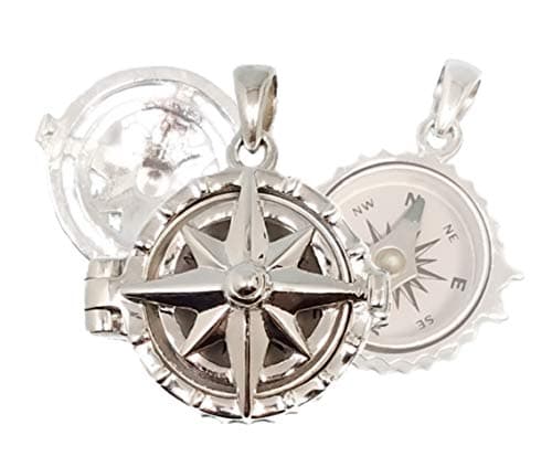 Stanley London Sterling Silver Compass Rose Locket with Working Compass