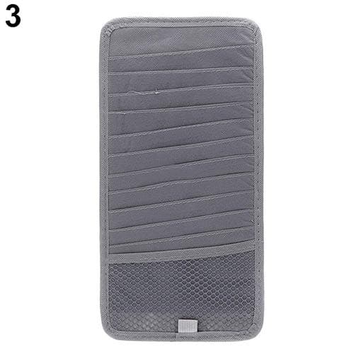 qingsb Car CD DVD Disk Card Visor Storage Case Holder Anti-scratch Organizer Clip Bag - Gray