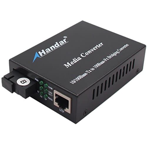 Handar Fast Ethernet Media Converter 10/100Mbps Bi-Direction Single Mode SC 20KM with DIP Switch Tx1550nm/ Rx1310nm Jumbo Frame LLF Supported