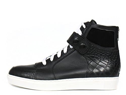 Anaconda Pattern Black Leather Back Zipper High Top Sneakers