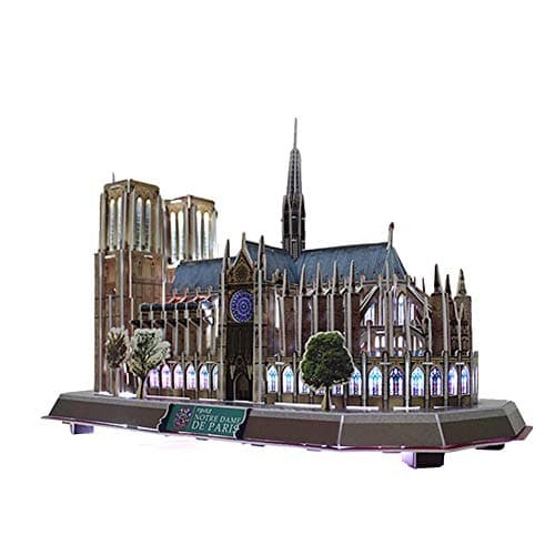 3D Architecture Puzzle Collectible Model Kits Puzzle Challenge Gift Set for Children and Adults,as Hobbies Gifts,Notre Dame De Paris France,293 Pieces