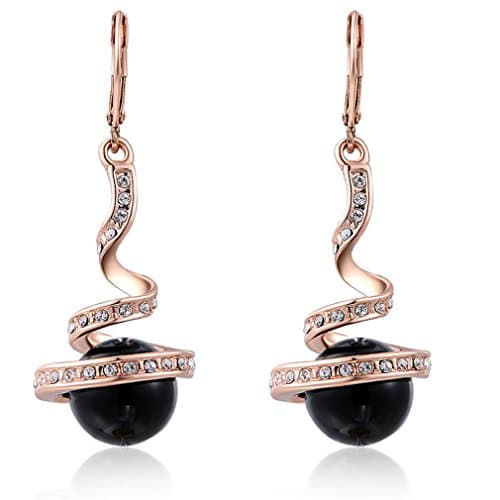 Rose Gold Black Pearl Earrings