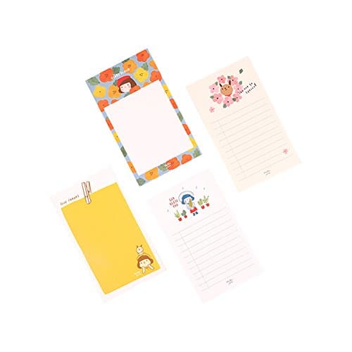 GRACEBELL Hello Jane Memo Pad, Cute Simple Illustrated Note Pad, 4 Designs of 1 set, 3.1in x 5.3in