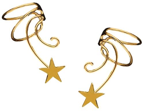 Shooting Star Non-pierced Wave Ear Cuff Earring Clip Pair Gold On Sterling