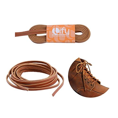 Lify Tan Color (Light Brown) Leather shoe laces/leather String/work boot laces/hiking boot laces (Shoelace) 1 Pair