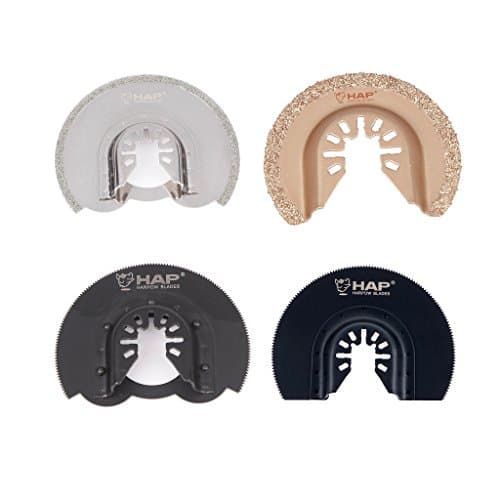 Harpow 4 Pcs Half Moon Oscillating Blades Multi Blades Circular Saw Blades Kits, Power Oscillating Tool Accessory, Fits Fein Bosch Craftsman Rockwell Einhell Westfalia Ferm Pro-Line Matrix Tools