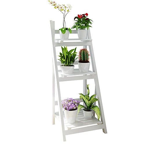 1208S Foldable Plant Stand Flower Ladder Rack, Solid Wood (3-Tier)