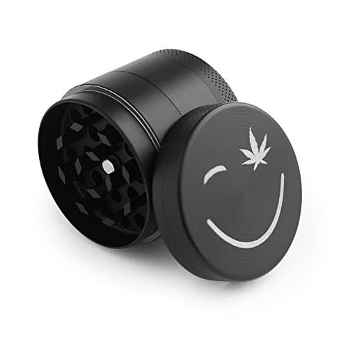 Creative Jet 1.3 Inch Cool Design Weed Herb Grinder 4 Part 3 Chamber Zinc Alloy with Keef Catcher and Scraper Black