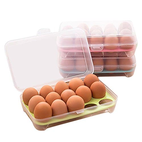 VENMO Refrigerator Eggs Storage Box 15 Eggs Holder Food Storage Container Case (Green)