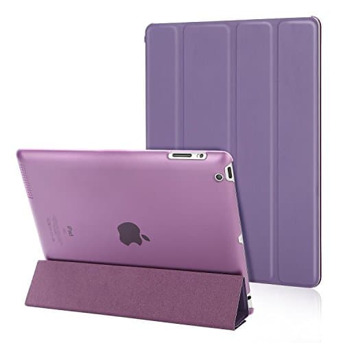 TKOOFN iPad 2/3/4 Case, Auto Sleep/Wake Slim-Fit Foldable Stand SmartCover with Transparent Frosted Back Case Purple