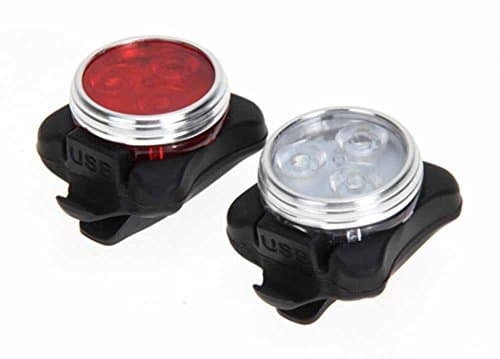 Placa Bicycle Lights Set USB Rechargeable Red&White 3 LED Front+Rear 4 modes 160 Lumens