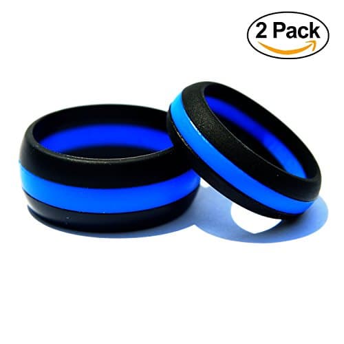 Thin Blue Line Silicone Wedding Ring His & Hers Set - 2 Pack Thin Blue Line Rubber Wedding Band Set - ( Blue Line , Red Line , Camo )