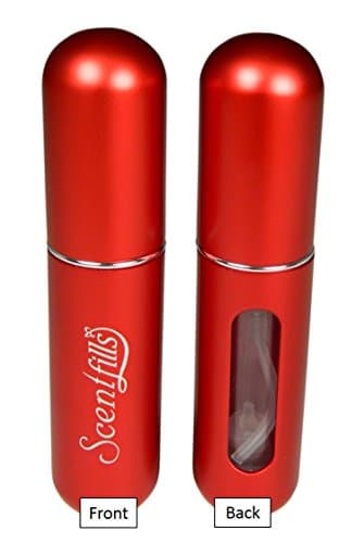 Scentfills Red Refillable Mini Perfume Bottle Spray, 0.17 Ounce (Red)
