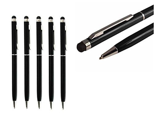 Deet® 5 Pack Black Stylus Pen Set with Biro for Apple iPhone Mobile Phones
