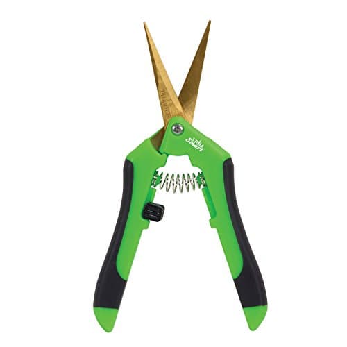 TrimSmart Precision Pruner Hydroponic Garden Precision Blade Curved or Straight Blade Garden Snip Scissor Trimmer (Curved Blade, Lime Green)