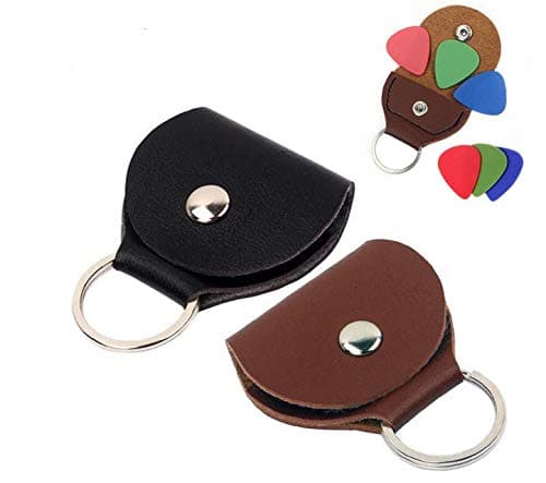 Guitar Pick holder Keychain Case,Black & Brown,Pack of 2