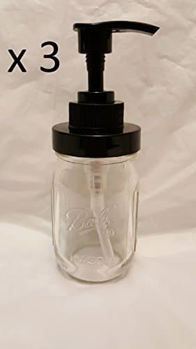 Black Plastic Lid Triple Pack - Mini Mason Jar Soap, Lotion, Hand Santizer Dispenser
