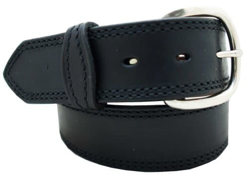 Men's Harness Leather Work Belt, 1 1/2" double stitched. Black, Size 48