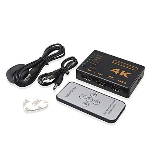 HDMI Switch 4Kx2K, Jmday 5 Ports HDMI Switch 3D support HDMI v1.4 for 4K TV/HDTV/Chromecast Stick/Fire TV/HD-DVD SKY-STB Xbox360