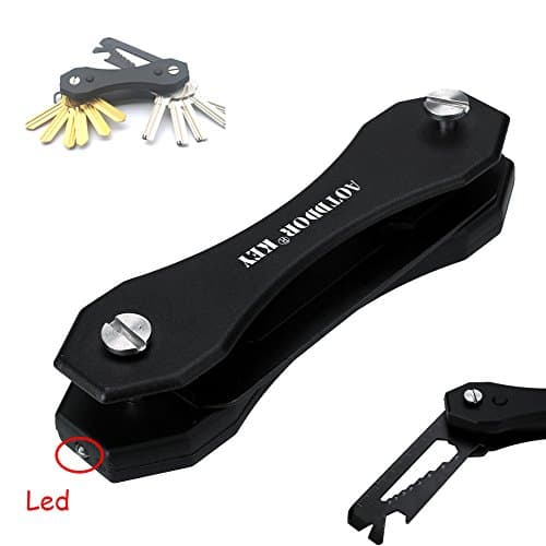 DDLight Multi Function Pocket EDC key Organizer Aluminum Key Clip Keys folder Keychain Bar Tool mini Led Flashlight Bottle Opener Wrench Screwdriver Ruler Pry Bar for outdoor