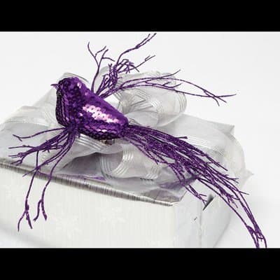 Sequin Bird with Sparkle Wings and Tail on Clip