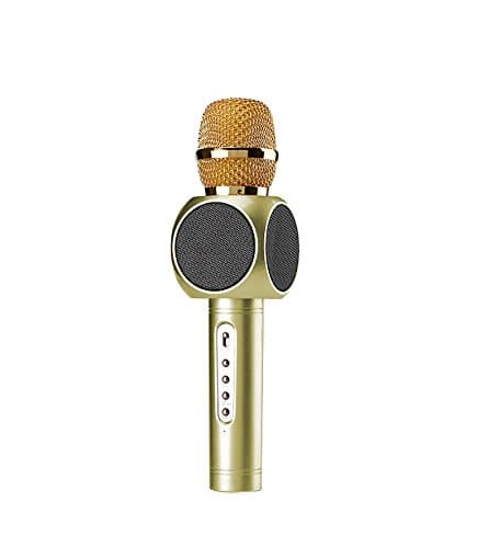 Wireless Microphone Karaoke, Bluetooth Speaker Portable Handheld Microphone Home KTV Outdoor Party Muisc Karaoke for Apple iPhone Android Smartphone or PC by Hyfanda (2600mAh, AUX, Gold)