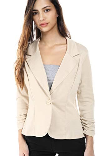 Women's Slim Fit One Button Office Knit Blazer Jacket,Made in USA (Small-3XL)