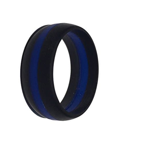Thin Blue Line Silicone Wedding Ring Band Flexible Hypoallergenic Active Wear for on duty or active life styles Law Enforcement (7)