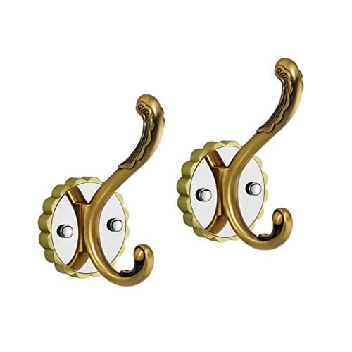 Art Deco Style Bathroom Single Metal Wall-mounted Hook - 2 Pack - Bathrobe Hook - Towel Hook (Brass)