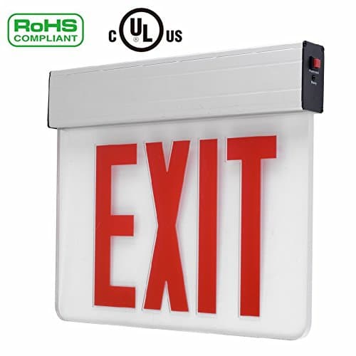 Doitpower LED Exit Sign Emergency Lighting 120V/277V AC Dual Voltage Operation Red Letters