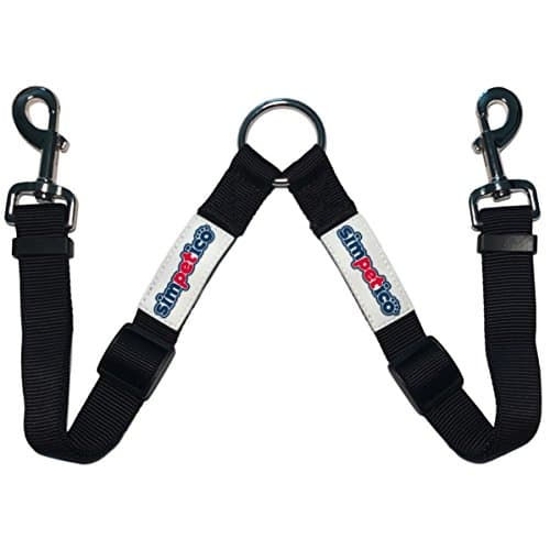 Simpetico Two Dog Leash Coupler - No Tangle Double Clip Leash Splitter Attaches to Collars and Leads to Walk Multiple Pets - Heavy Duty Adjustable Nylon with Metal Hardware for Large or Small Dogs
