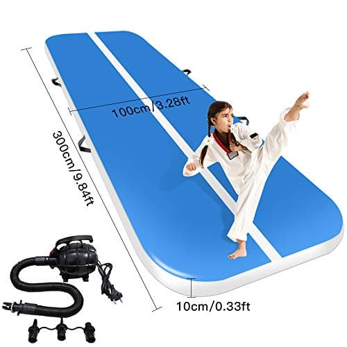 Airacker 9.84ft/13.13ft/16.4ft/19.69ft/23ft/26ft/29ft/33ft/36.ft/39ft Air Track, Tumbling Mat, Inflatable Gymnastics Airtrack Mat, Air Floor Mat with Electric Air Pump