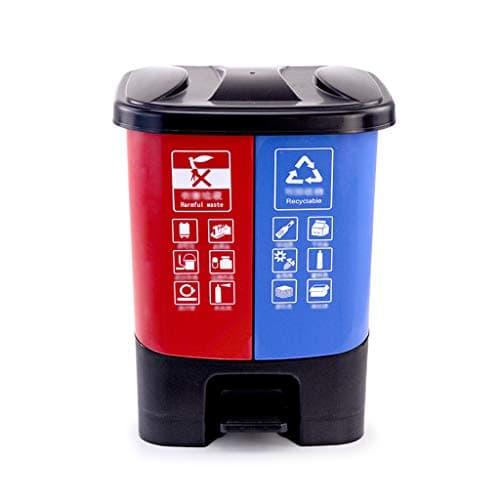 Creative Home Green Plastic Garbage Sorting Bucket, Kitchen Living Room with Lid Pedal-Type Commercial Outdoor Dustbins (Color : Red Blue, Size : 2926.537cm)