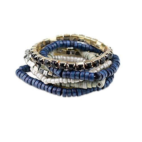 Navy & Gray Strand Bohemian Textured Stackable Bracelet Set ~ Funky Monkey