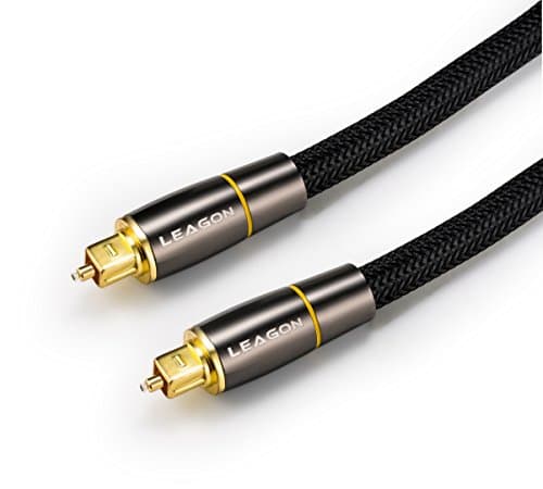 Optical Audio Cable 24k Gold Plated Toslink Cable (6Ft) by Leagon
