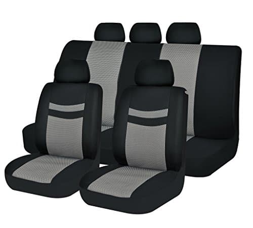 Car Seat Covers set Universal Front & Back Seat Protector 11pcs Black/Gray