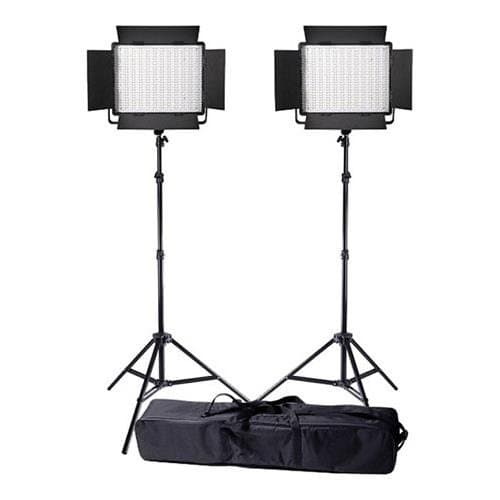 Ledgo Value Series Bi-Color AC/DC Sony LED Panel 900 2-Light Kit, Includes Bi-Color LED Panel 900, 8.0' Air Cushioned Stand, Interfit Stand Bag