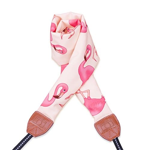 LONGTEAM Camera Strap, Super Comfortable Scarf DSLR Camera Strap, Universal Neck Shoulder Camera Strap for Women (Flamingo)