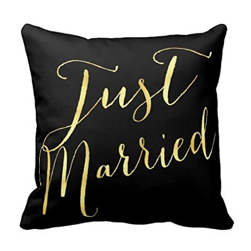 Just Married Gold Foil Personalized Mr Mrs Pillow Case