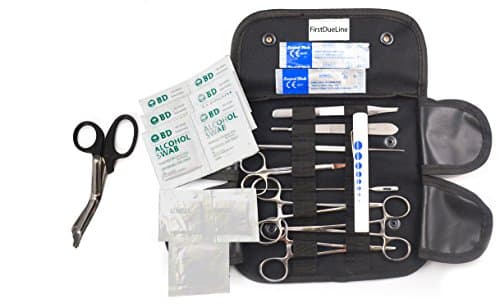 20 Pc + Matching EMT Shears, Tactical Black First Aid Tactical Kit Military Molle Pouch Universal BOB - Ideal for Camping, Firefighters, EMT, First Responders, Police and Military