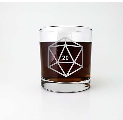 Game Dice D20 DM Dungeon Master Gift | Etched Glassware Old Fashioned Scotch Glass