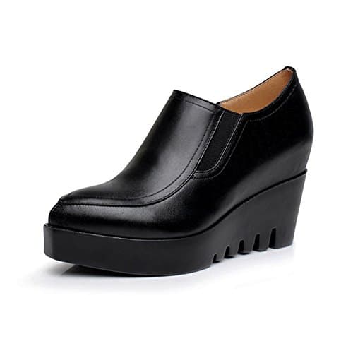 KALENDS Ladies Genuine Leather Cobbies Plus Size Work Shoes Elevator Shoes