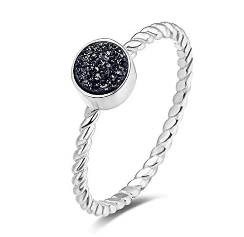 Simply Drusy Sterling Silver Cable Style Stacking Ring (Style STU01)