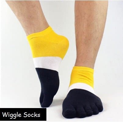 Wiggle Socks From Cerkos: Unisex Comfortable Toe Socks, Toe Separator Socks, Five Finger Socks, 5 Toe Socks, Toe Shoe Socks for Men/women (1 Pair, Yellow White Black Ankle Socks)