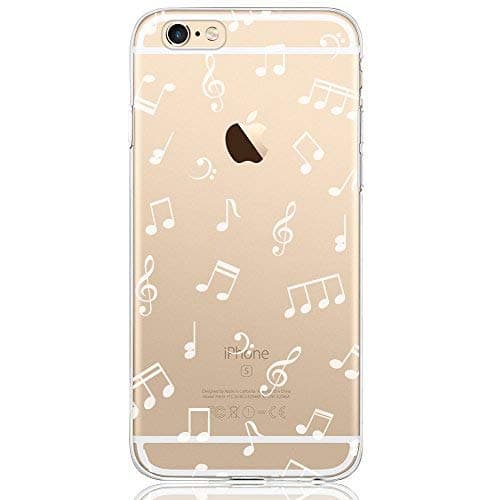 iPhone 6 Plus / 6S Plus Case, Dolce Vita Series Slim Fit Silicone Clear Case for Ladies / Girls with White Music Notes Design