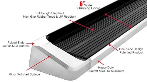 iBoard Running Boards Polish 6 Inch 1997-2000 Dodge Durango 1999-2000 Dodge Dakota Quad Cab IB04RIA1A