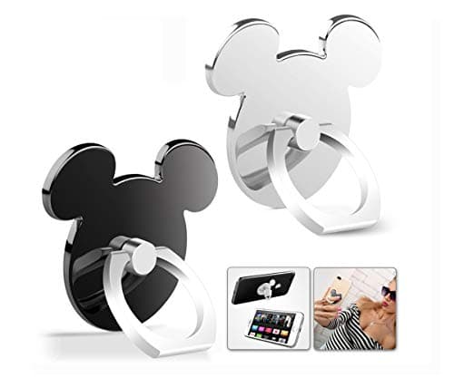 Cell Phone Ring Holder (2 Pack) High Viscosity Finger Stand Grip Reusable Washable 360 Rotation Universal Smartphone Kickstand for iPhone ipad Samsung Google HTC Most (BlackSilver) by SPCEUTOH