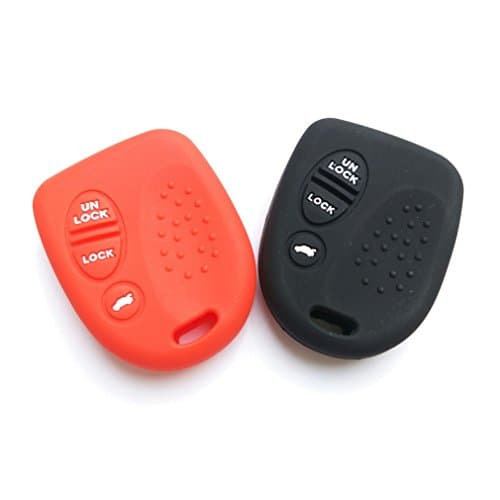 2Pcs MJKEY Red Black Silicone Rubber 3 Buttons Key Case Cover Fob Remote Skin Holder Keyless Entry for 2004 2005 2006 GM Pontiac GTO QQY8V00GH40001