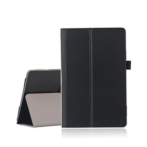 Flyesto Folio Slim Leather Standing Case with Auto Sleep / Wake Function for Amazon Kindle Fire 8-Inch HD Display (6th Generation) - Black